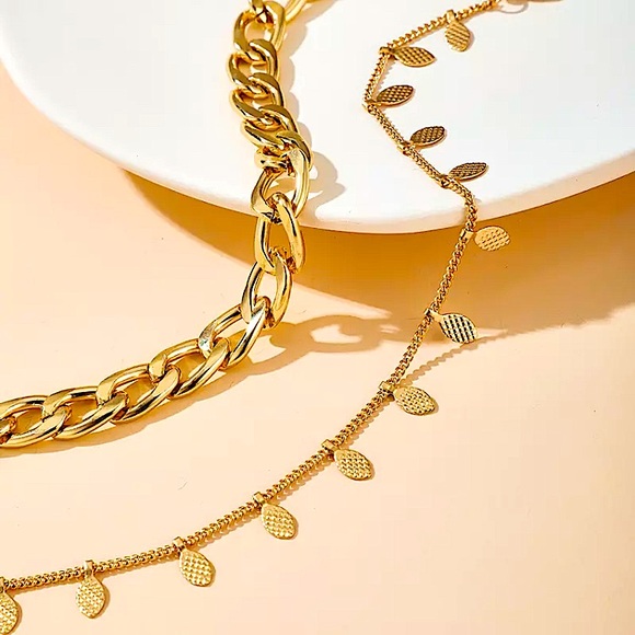 ⚜️[𝟯/$𝟮𝟴]⚜️2 Layered Gold Chunky Anklet Set NEW - Picture 2 of 8